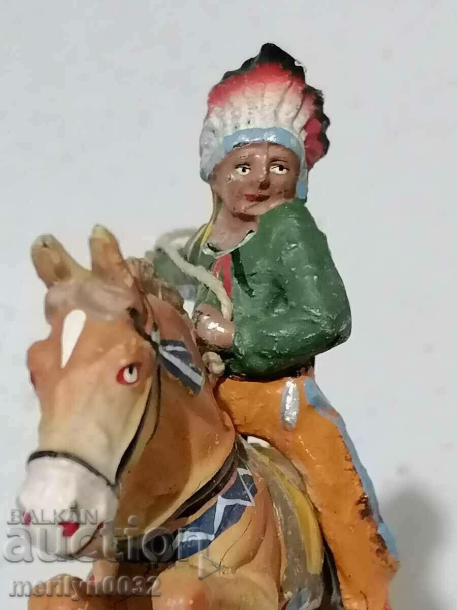 Indian with the figure of ELASTOLIN Germany 20-30 years of plastic