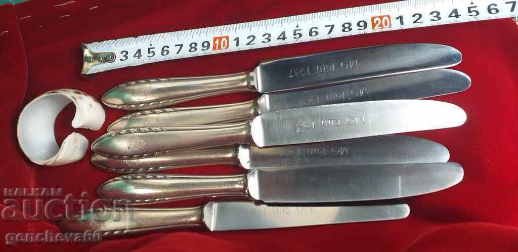 Knife set 1987 silver-plated handles 87/engraved, initials with price 80.00 BGN | € 40.90