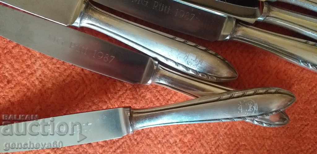 Knife set 1987 silver-plated handles 87/engraved, initials - 5