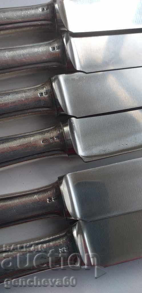 Knife set 1987 silver-plated handles 87/engraved, initials - 6