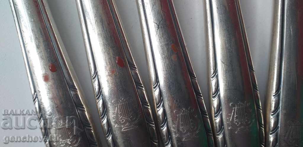 Knife set 1987 silver-plated handles 87/engraved, initials - 7