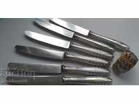 Set of knives with silver-plated handles 87g/engraved, initials