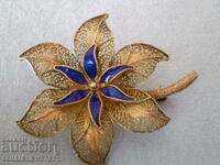 silver brooch flower sample 835 filigree enamel gilding