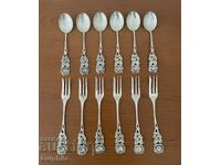 Set de 6 furculițe argintii pentru desert și 6 linguri (2).
