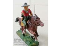 Jucărie cowboy cu cal ELASTOLIN Germania 20-30 ani