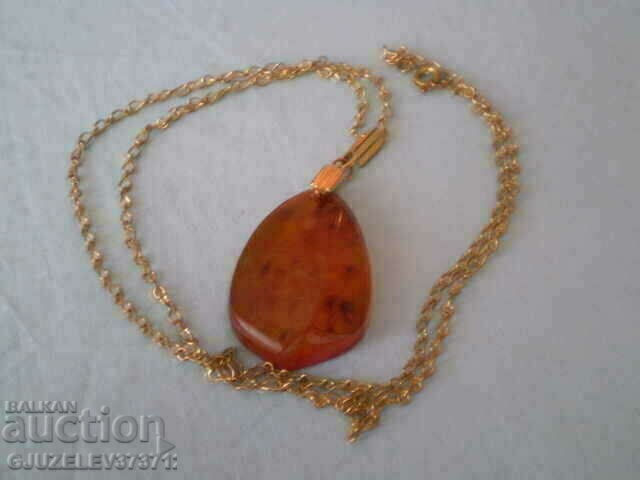 Παλιό ρωσικό επιχρυσωμένο κρεμαστό κόσμημα με κεχριμπάρι - 5 Παλιό ρωσικό επιχρυσωμένο κρεμαστό κόσμημα με κεχριμπάρι - 5