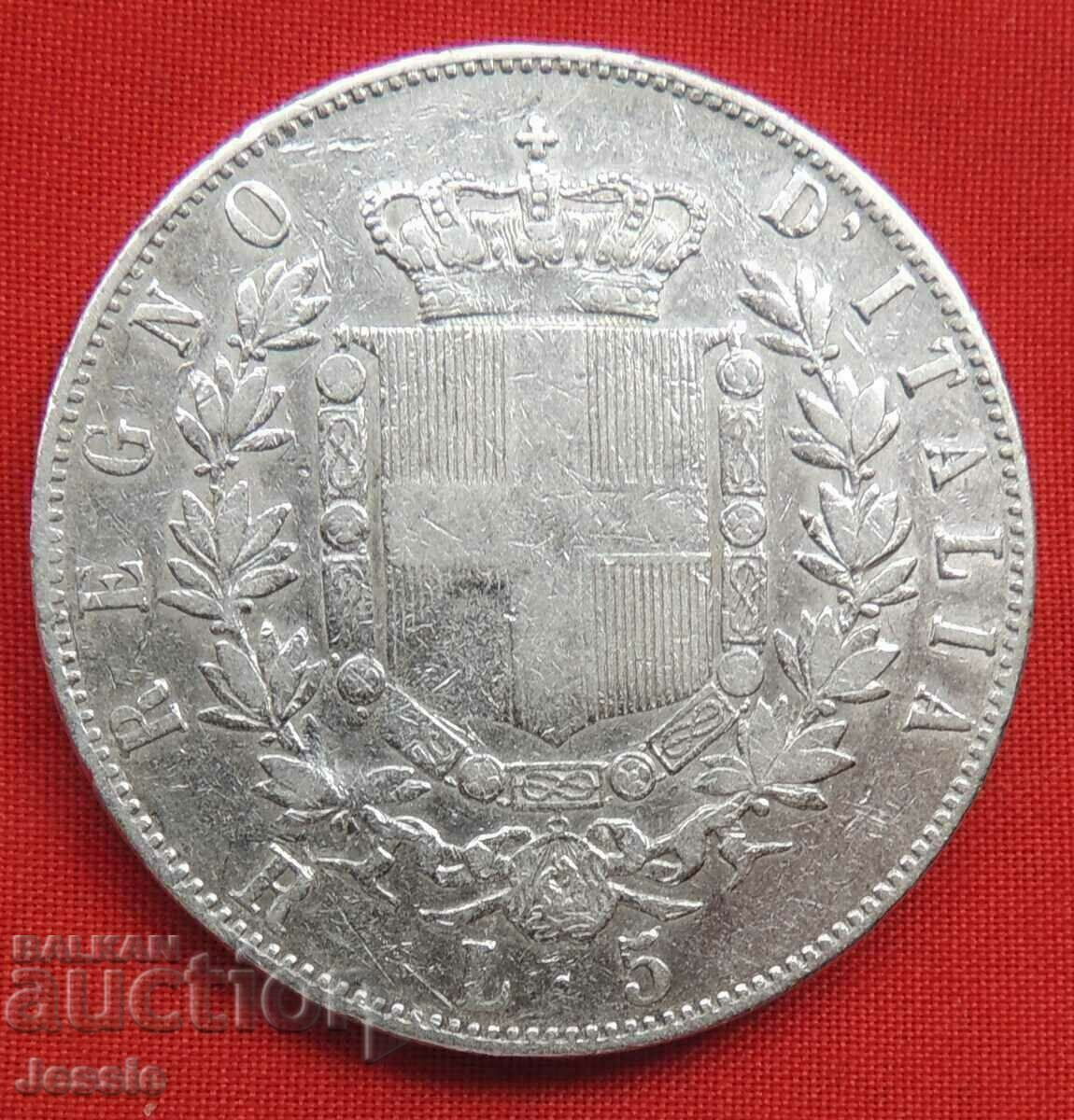 5 Lire 1875 R Italy silver NO CHINA COMPARE AND EVALUATE !
