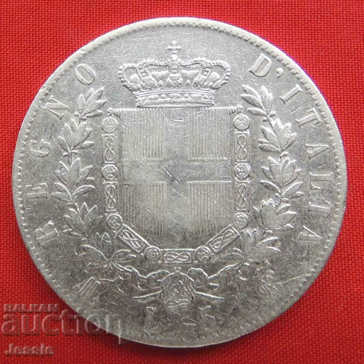 5 Pounds 1874 M Italy silver NO MADE IN CHINA