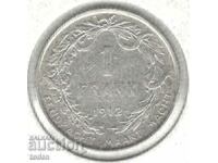 +Belgia-1 Franc-1912-KM# 73-Albert I-text olandez-argint