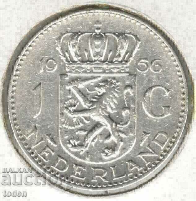 +Țările de Jos-1 Gulden-1956-KM# 184-Juliana-Silver