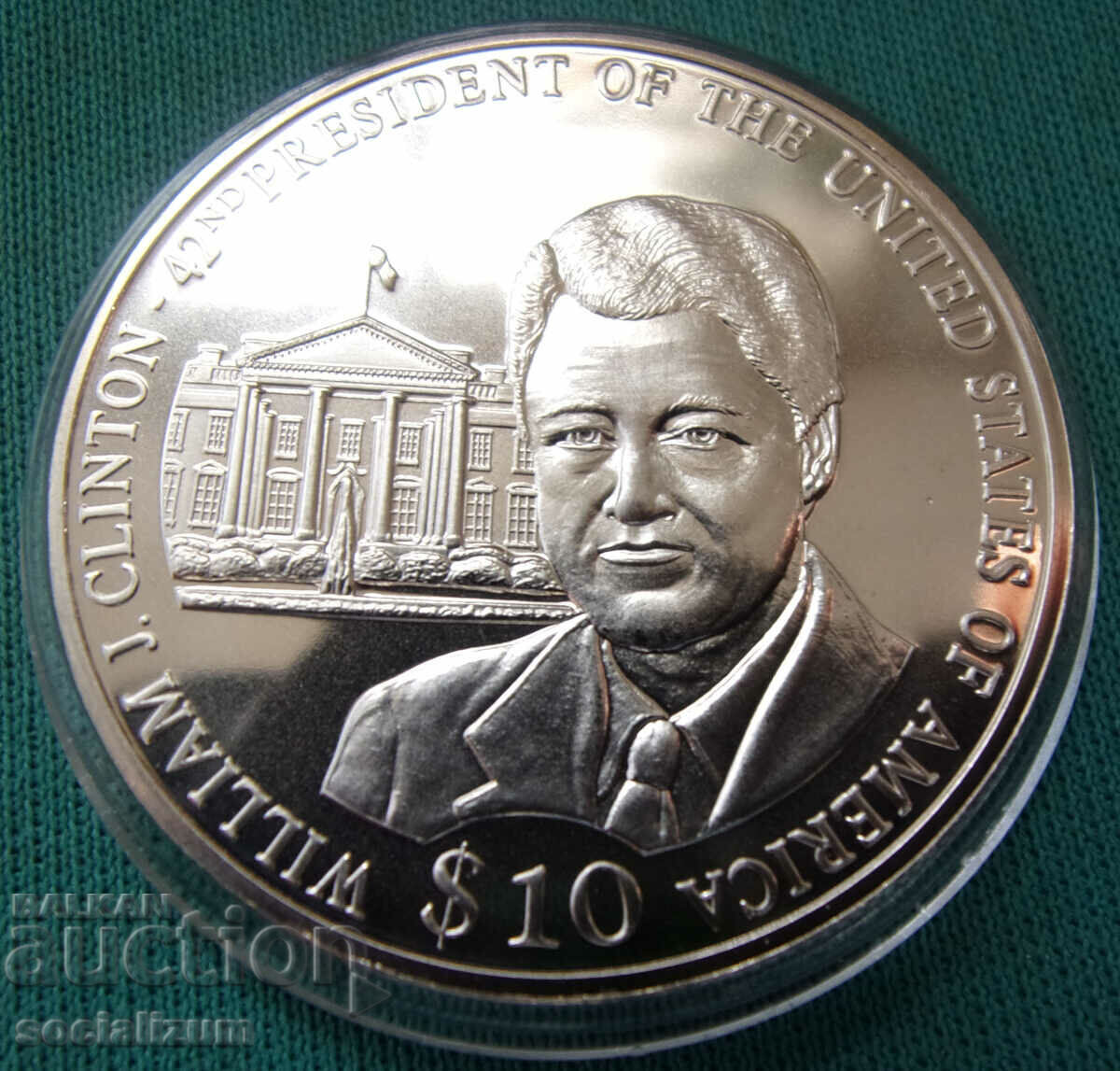 Liberia 10 dolari 2002 Clinton UNC Rare