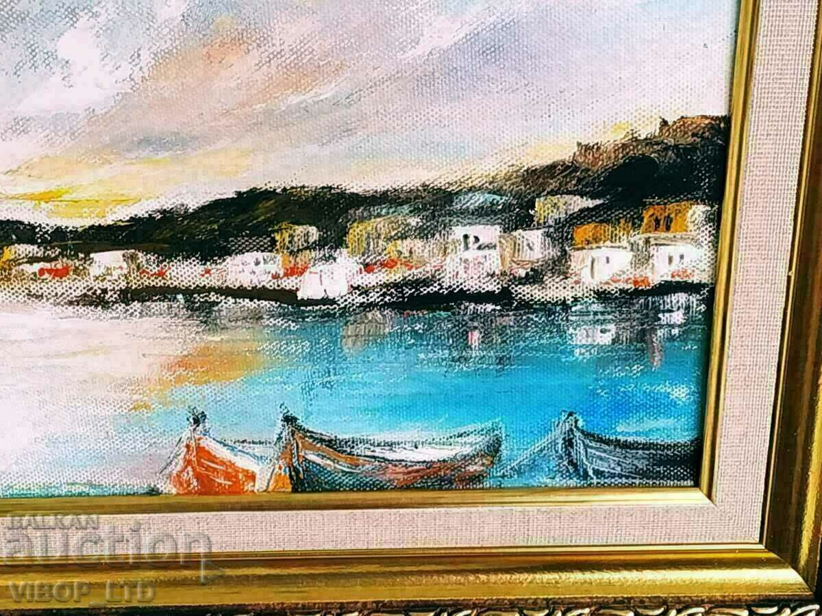 Auction  painter! SUNSET OVER BALCHIK oil canvas signature frame