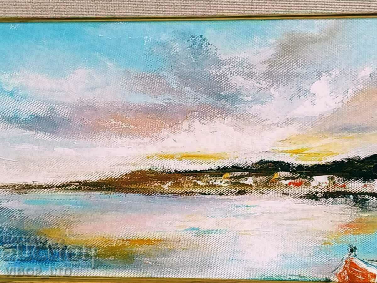 Delivery of painter! SUNSET OVER BALCHIK oil canvas signature frame Delivery of painter! SUNSET OVER BALCHIK oil canvas signature frame