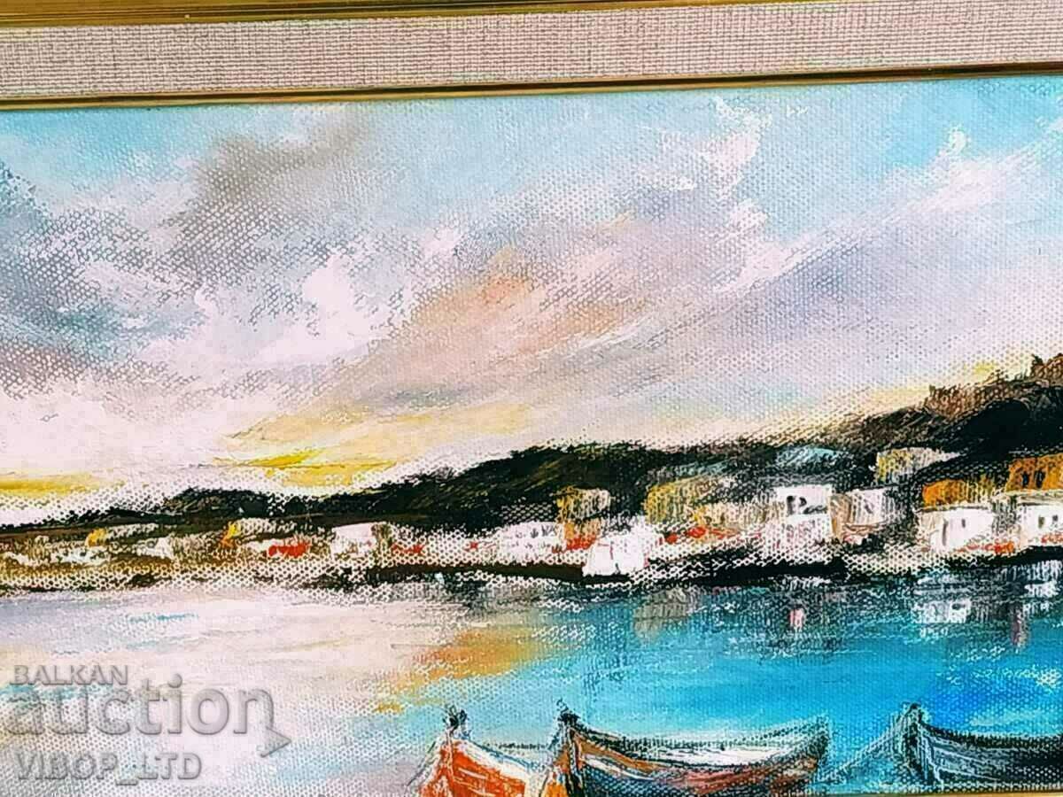 painter! SUNSET OVER BALCHIK oil canvas signature frame - 5 painter! SUNSET OVER BALCHIK oil canvas signature frame - 5