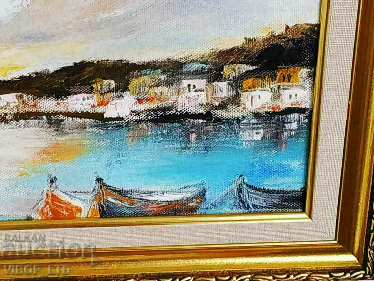 painter! SUNSET OVER BALCHIK oil canvas signature frame - 6 painter! SUNSET OVER BALCHIK oil canvas signature frame - 6