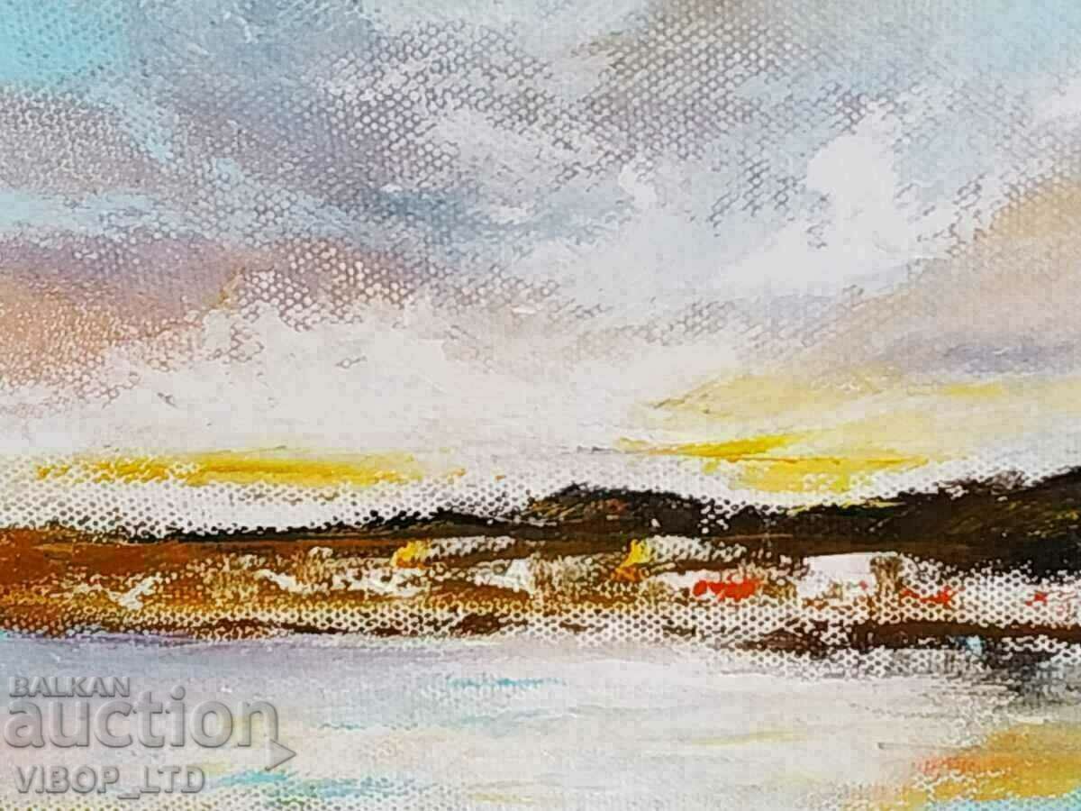 painter! SUNSET OVER BALCHIK oil canvas signature frame - 7