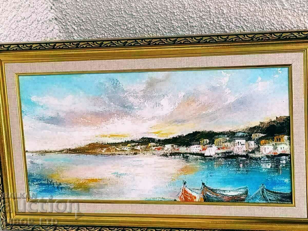 painter! SUNSET OVER BALCHIK oil canvas signature frame