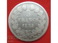 5 Φράγκα 1835 Β ασήμι Γαλλία