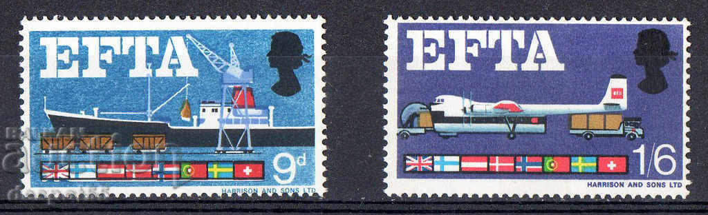 1967. Marea Britanie. Steaguri ale statelor membre ale AELS.