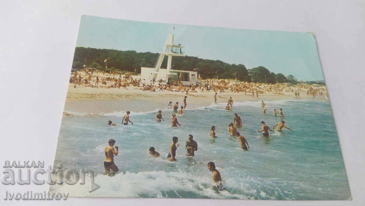 Пощенска картичка Приморско ММЦ Георги Димитров Плажът 1989