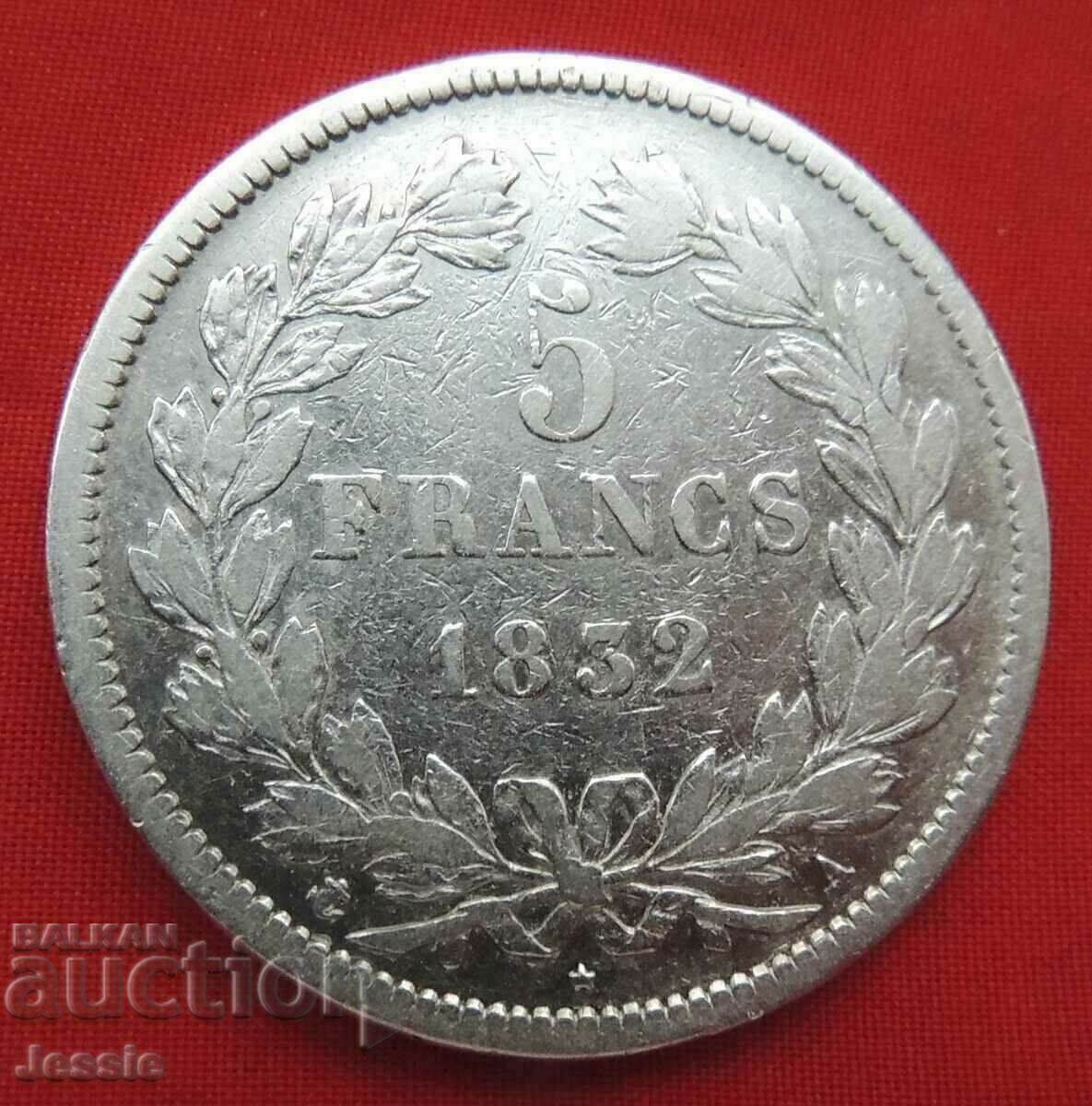 5 Franci 1832 O Franta de argint