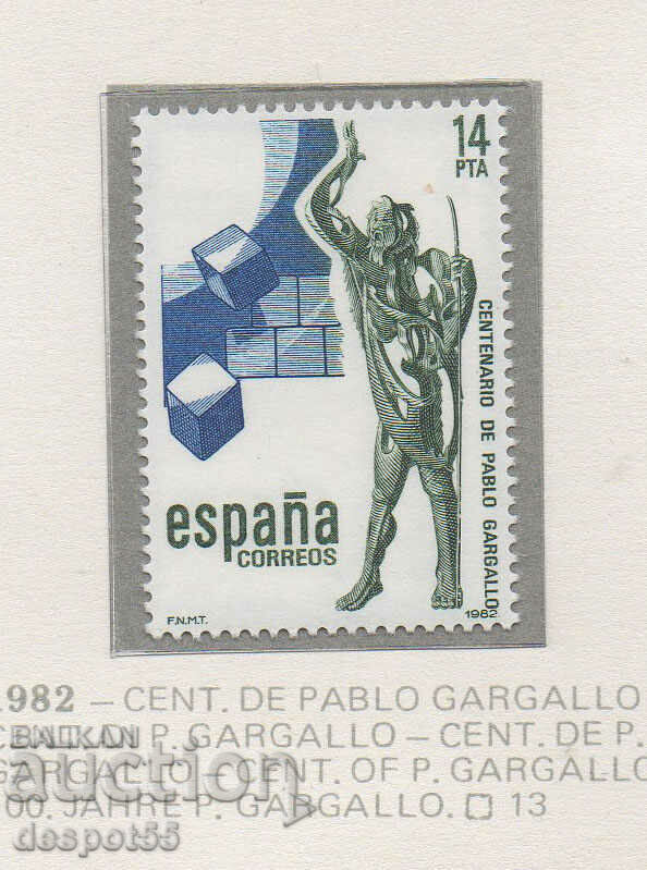 1982. Spania. 100 de ani de la Pablo Gargalo, 1881-1934.