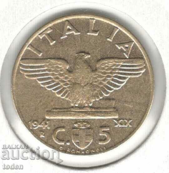 Italia-5 Centesimi-1941 R-KM # 73a-Vittorio Emanuele III