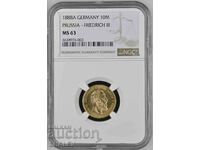 10 Mark 1888 Prussia/Germany (Прусия) - MS63 на NGC (злато)