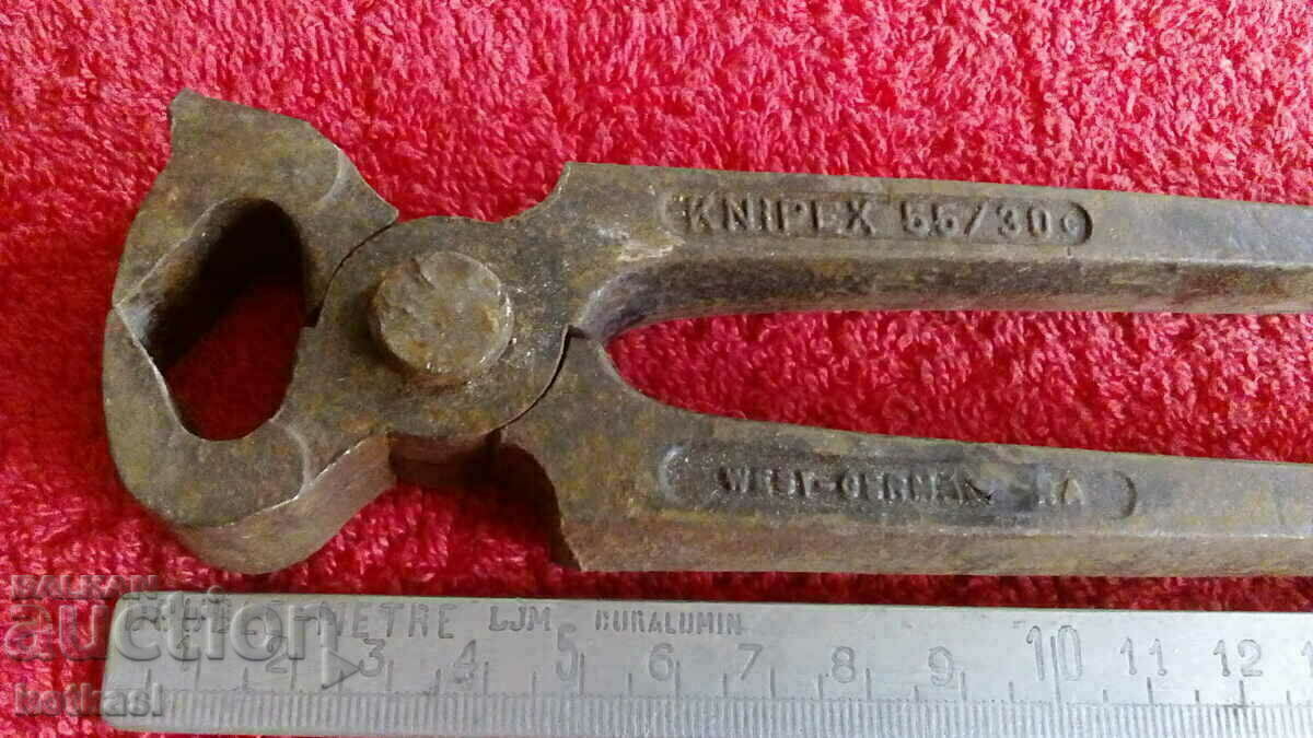 Old forged metal marked large pliers plywood German with price 25.50 BGN | € 13.04 Old forged metal marked large pliers plywood German with price 25.50 BGN | € 13.04