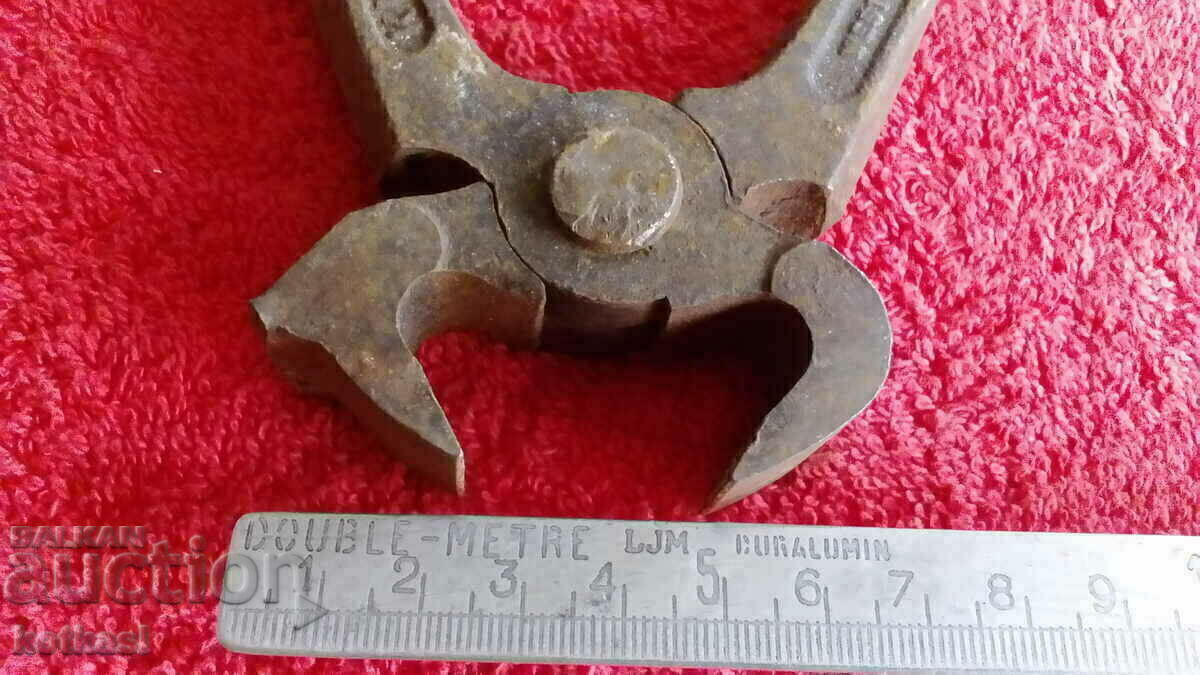 Old forged metal marked large pliers plywood German - 5 Old forged metal marked large pliers plywood German - 5
