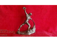 Figurina Veche Plastica Sculptura Metal Aluminiu Barbat Fierar
