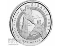 1 oz Girafă de argint - 2021 /Guineea Ecuatorială/