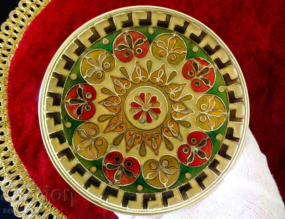 Bronze panel, cloisonné enamel plate, Cloisonne - 5 Bronze panel, cloisonné enamel plate, Cloisonne - 5