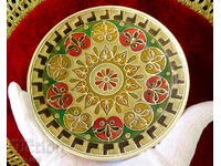 Panou de bronz, farfurie cu email Cloisonne, Cloisonne