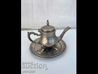 Silver-plated teapot set with saucer. №2419