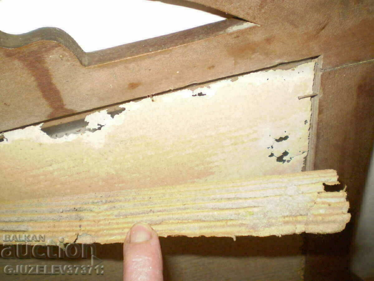 Vintage Old Glass Icon In A Wooden Frame - 6 Vintage Old Glass Icon In A Wooden Frame - 6