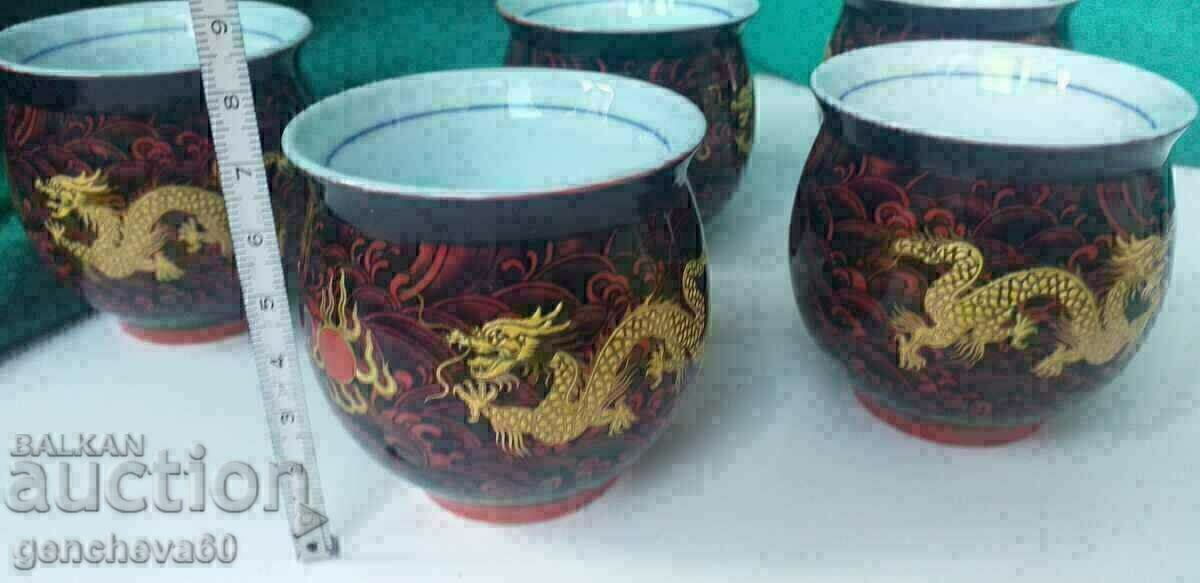 Cupe rare din porțelan dublu „Dragon de aur” - 5