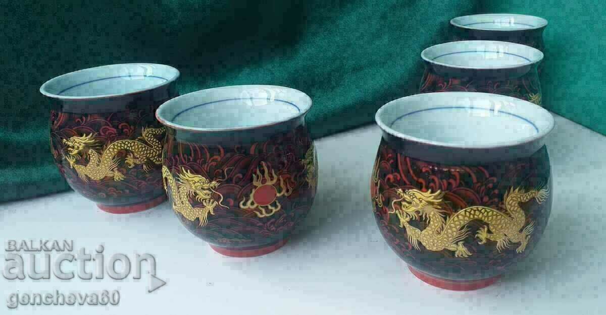 Σπάνια διπλά πορσελάνινα κύπελλα "Golden Dragon" - 7 Σπάνια διπλά πορσελάνινα κύπελλα "Golden Dragon" - 7