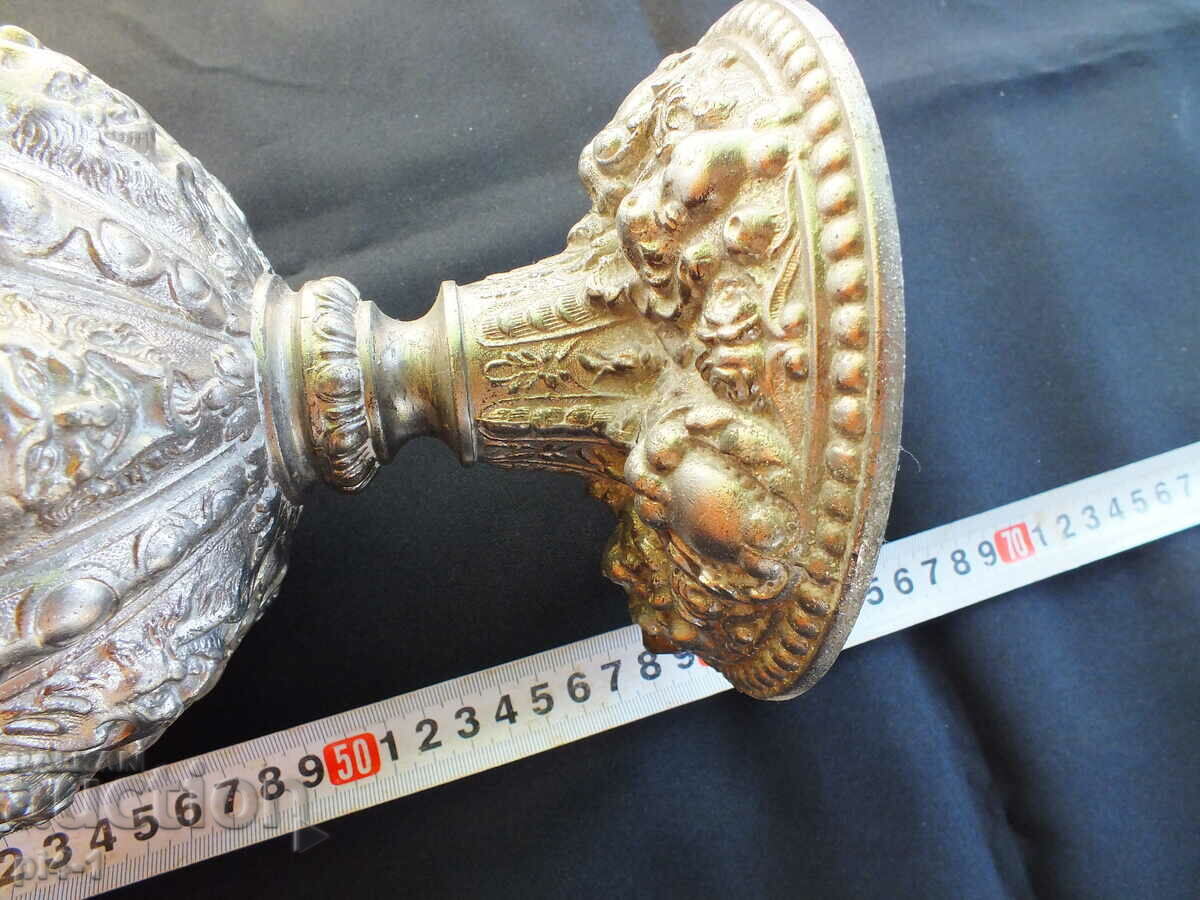 Auction Beautiful old gas lamp - Bronze - silver plated Auction Beautiful old gas lamp - Bronze - silver plated