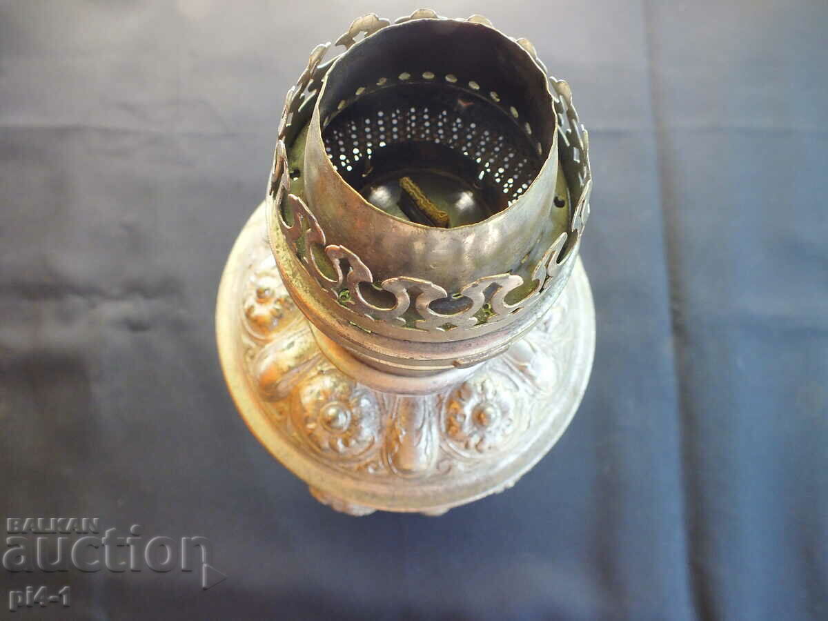 Beautiful old gas lamp - Bronze - silver plated - 5 Beautiful old gas lamp - Bronze - silver plated - 5