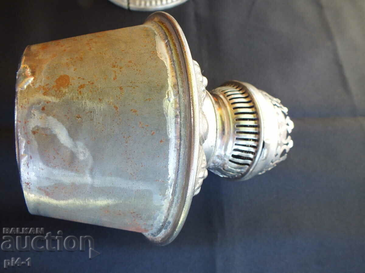 Beautiful old gas lamp - Bronze - silver plated - 6 Beautiful old gas lamp - Bronze - silver plated - 6