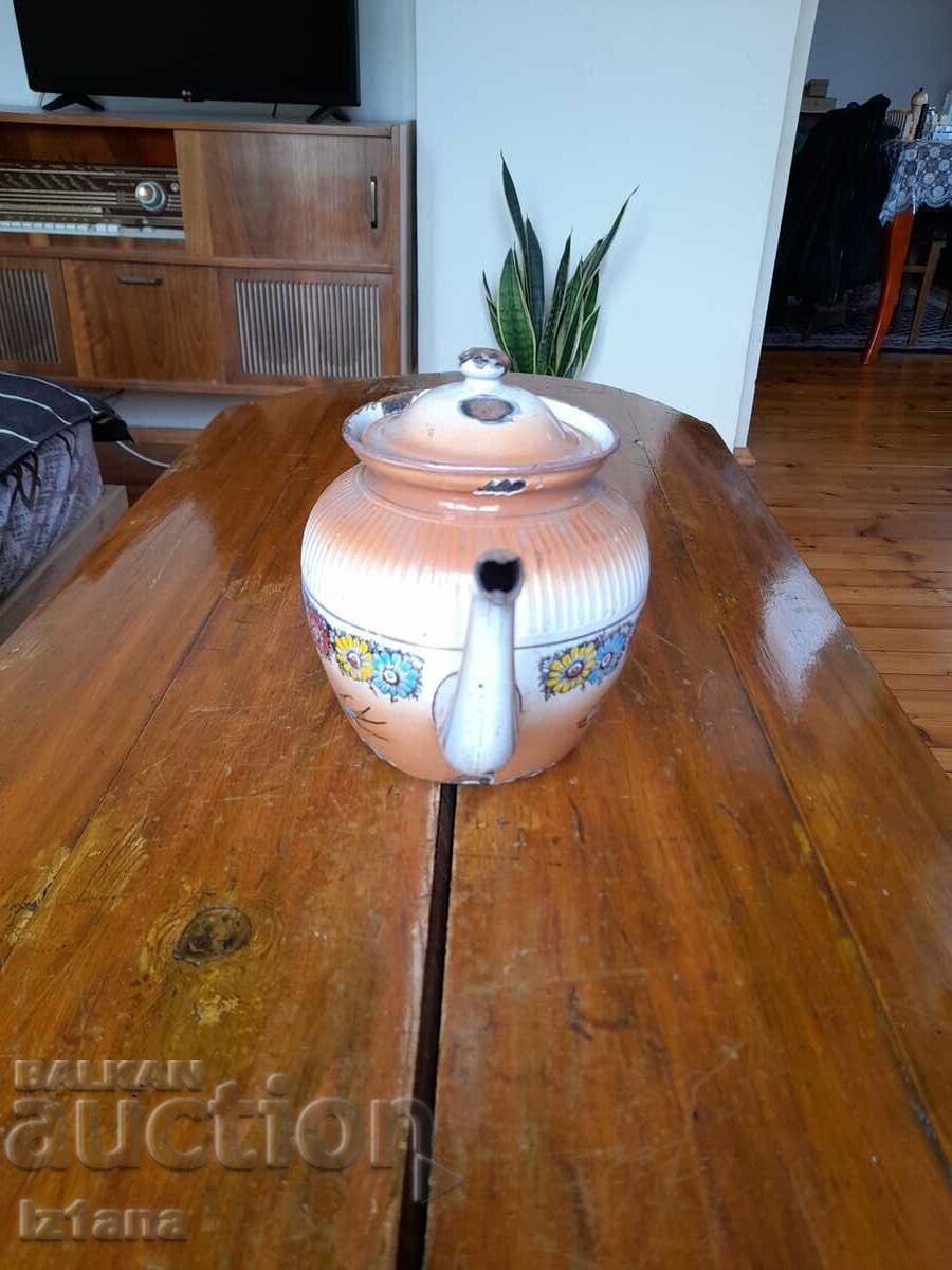 Old enamel teapot with price 33.00 BGN | € 16.87 Old enamel teapot with price 33.00 BGN | € 16.87