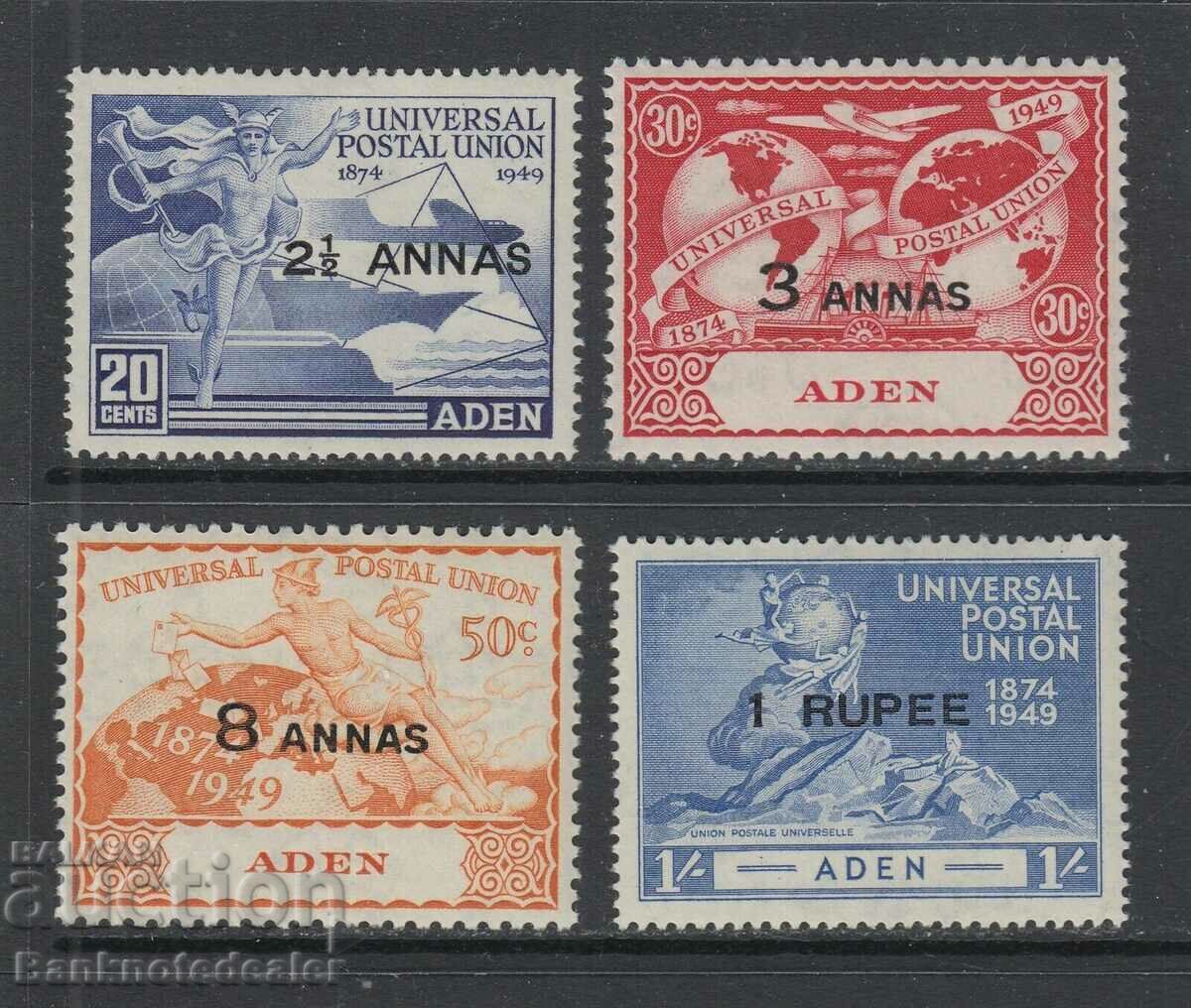 Set de 4 timbre Aden 1949 UPU SG32-35 MH