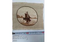 OLD TAPESTRIES "Sailboat", HAND SEWN
