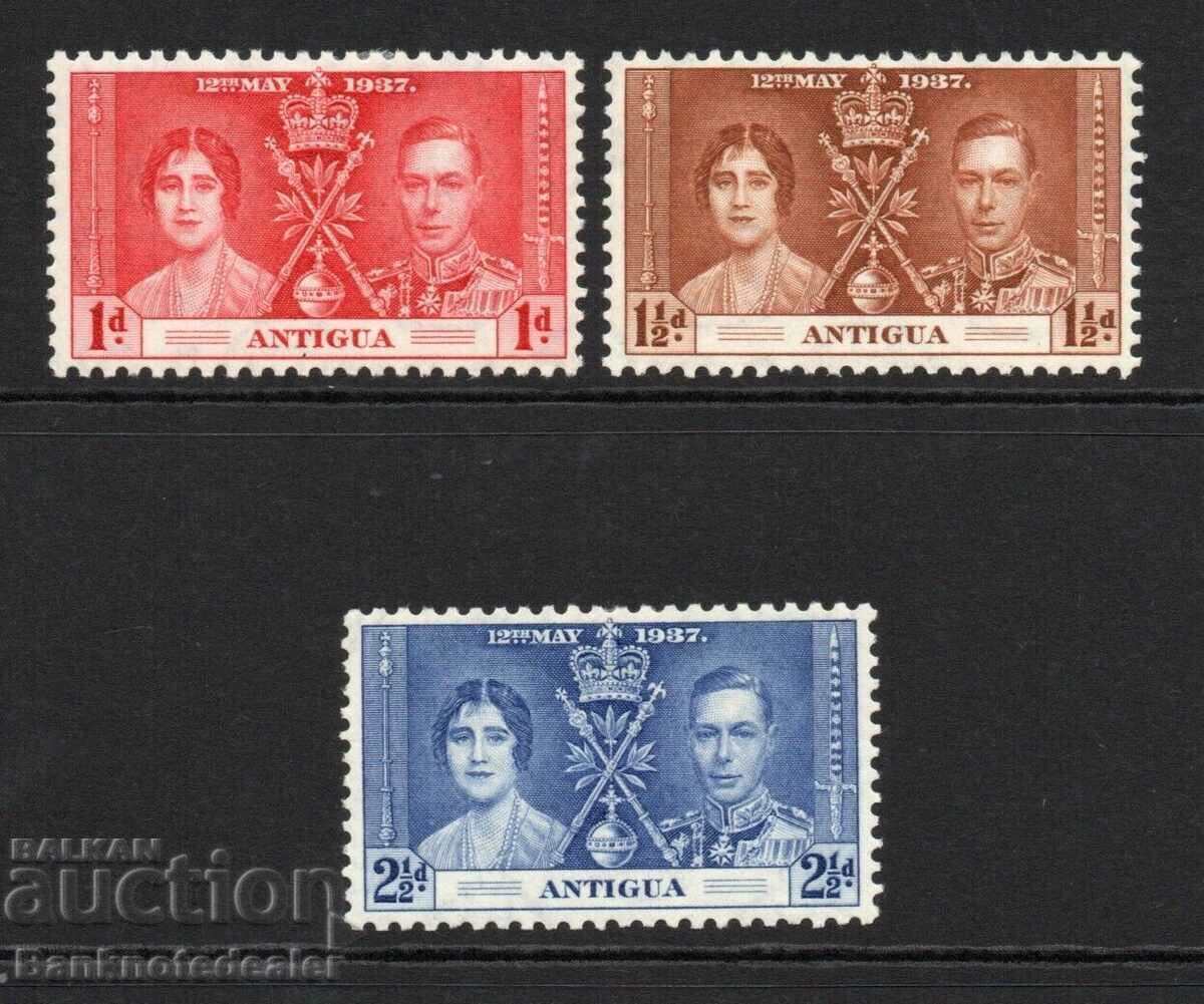 Set de timbre pentru încoronare din Antigua 1937