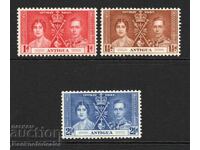 Antigua 1937 Coronation Σετ με αρθρωτά γραμματόσημα μέντας