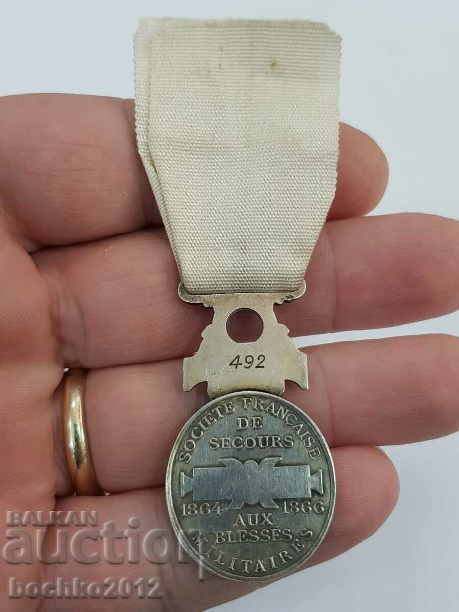 Σπάνιο γαλλικό ασημένιο στρατιωτικό μετάλλιο Τάγμα του Ερυθρού Σταυρού - 5