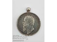 Много рядък сребърен италиански медал Vittorio Emanuele