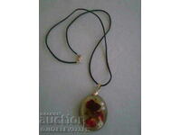 Flower pendant with leather and silver 925