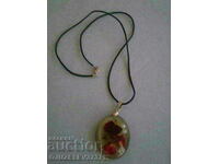 Flower pendant with leather and silver 925